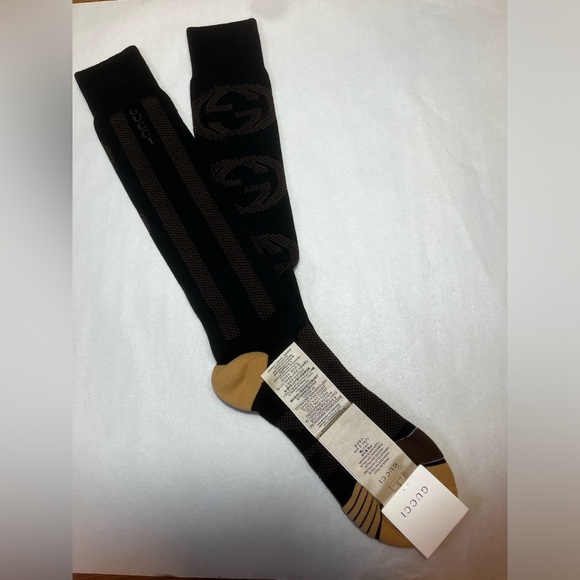 NWT Gucci Interlocking G Furia Long Socks -Black Cotton Blend Size L (26-28 cm) - Picture 3 of 7